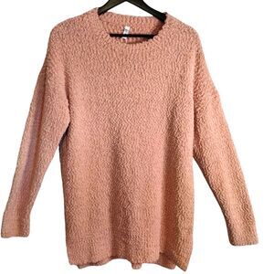 Ours Women's Peach Colored Round Neck Long Sleeve Textured Popcorn Sweater XL